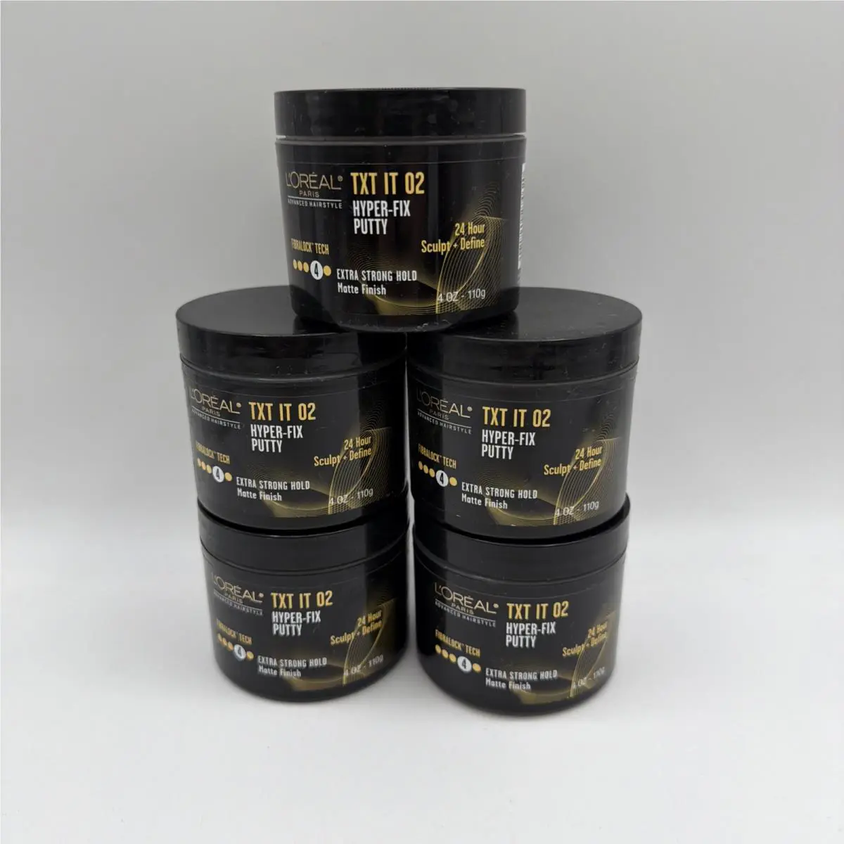 L`oreal Txt IT 02 Hyper Fix Putty Extra Strong Hold 4 Oz Matte Finish 5 Pack