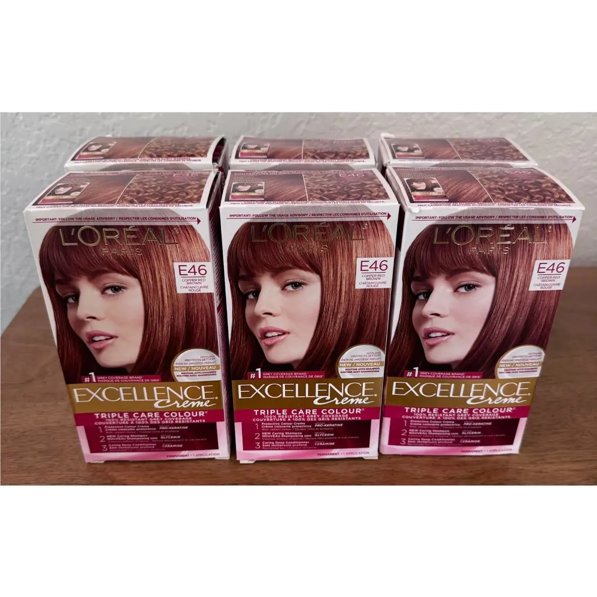 6 Loreal Paris Excellence Hair Color Creme Copper Red Brown E46 Pro Keratine