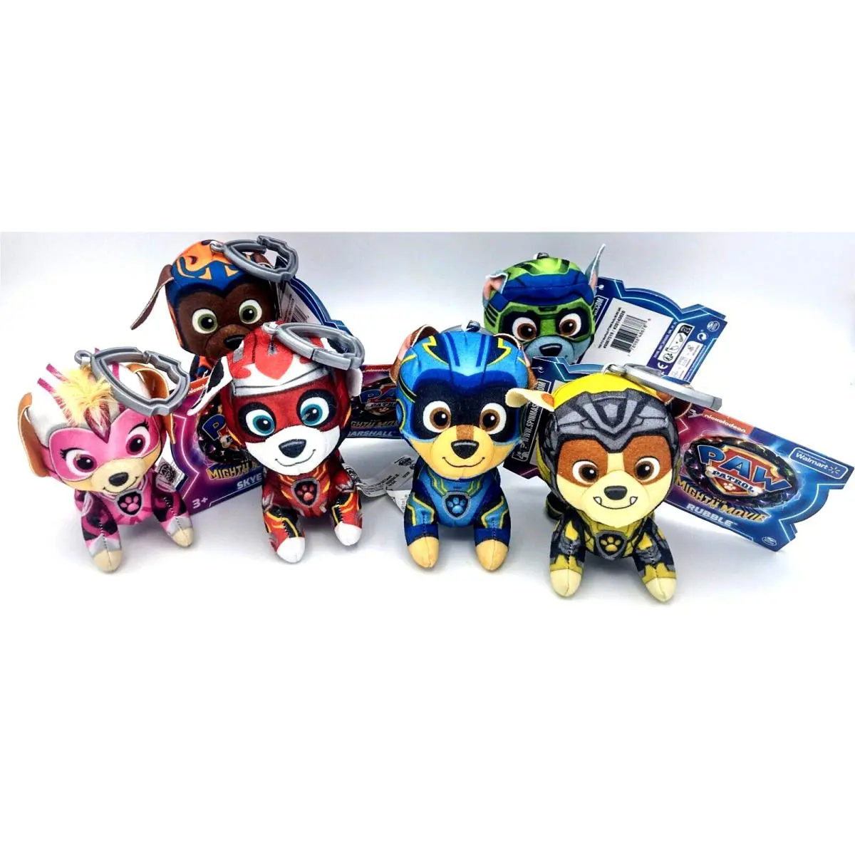 Paw Patrol Mighty Mini Plush Bag Clip Exclusive Chase Marshall Skye Rubble Rocky