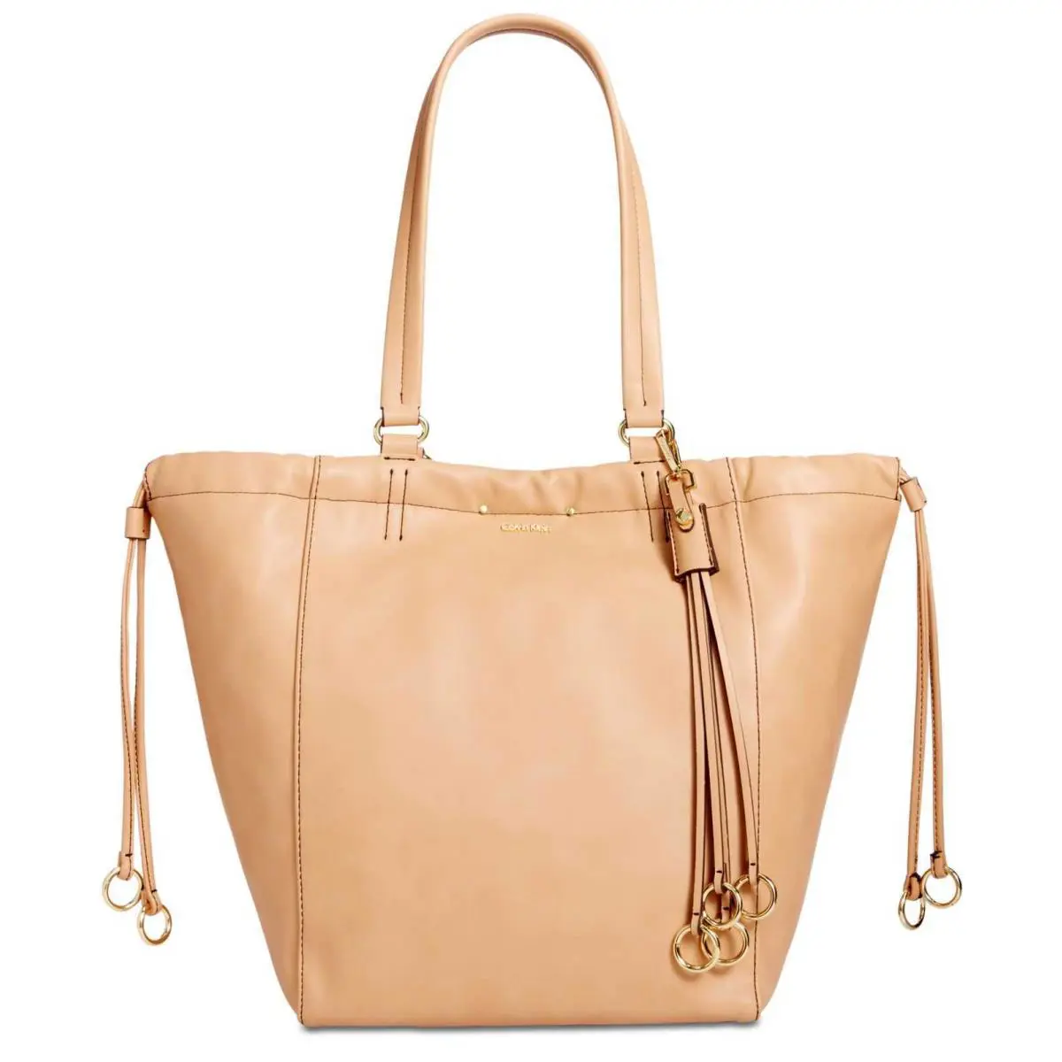 Calvin Klein Women`s Large Drawstring Handbag Totes - Dark Beige