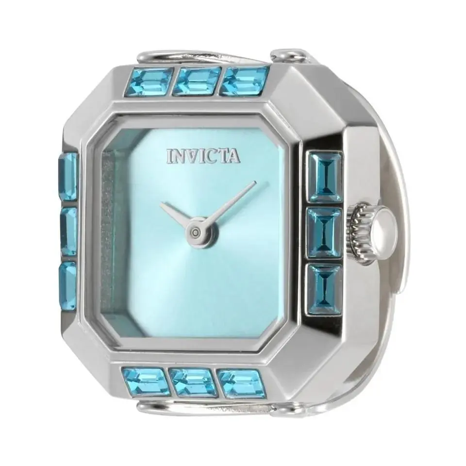 Invicta Mini Angel Women`s Ring Watch 21.5mm Silver Blue Stone Adjustable 49579