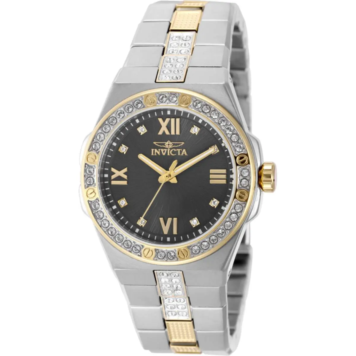 Invicta Women`s Watch Specialty Quartz Charcoal Dial Two Tone Bracelet 50189