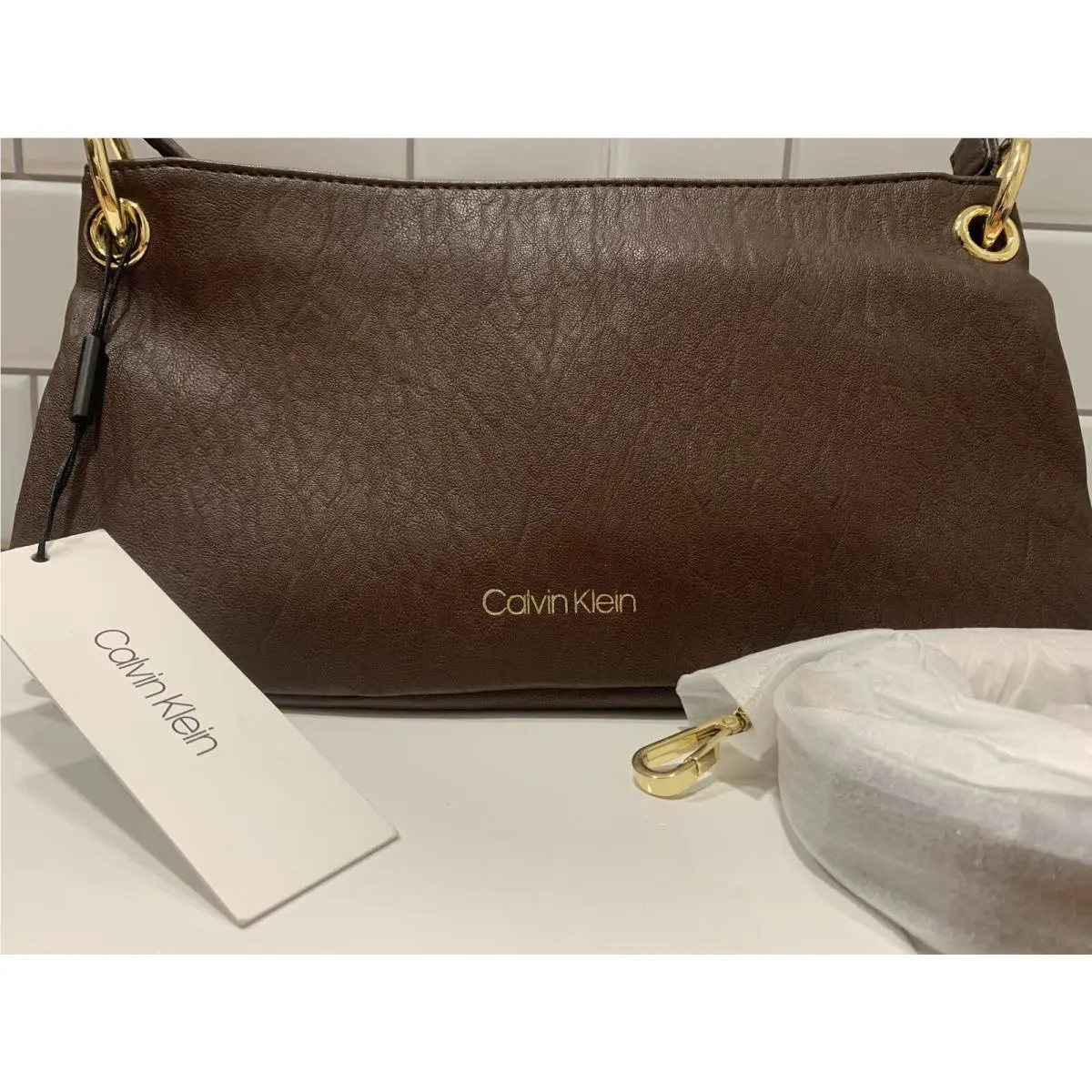 Calvin Klein Raya Demi Shoulder Bag Brown
