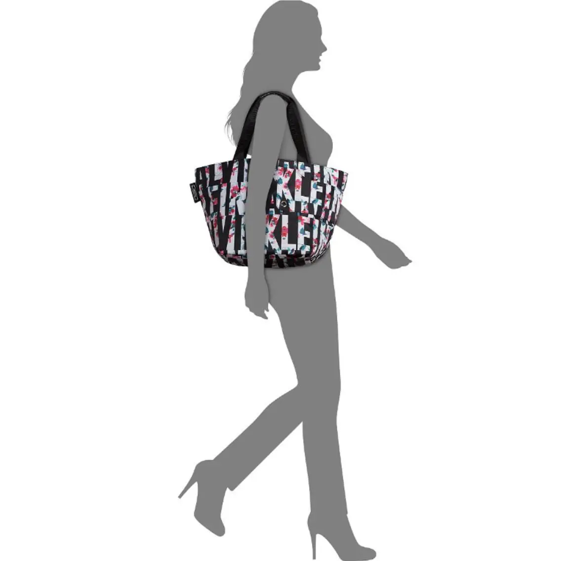 Calvin Klein Athleisure X-large Tote Handbag Black White Red Floral