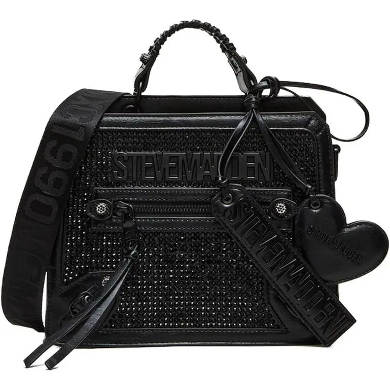Steve Madden Evelyn Rare Black Rhinestone Encrusted Small Satchel Shoulder Bag