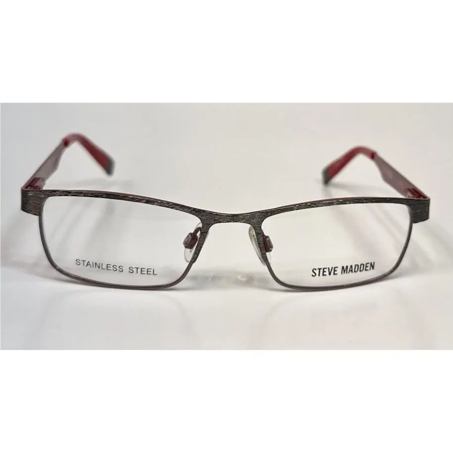 Steve Madden Kids Raascal Gunmetal Red 47/16/125 Flex Hinge Stainless Eyeglasses