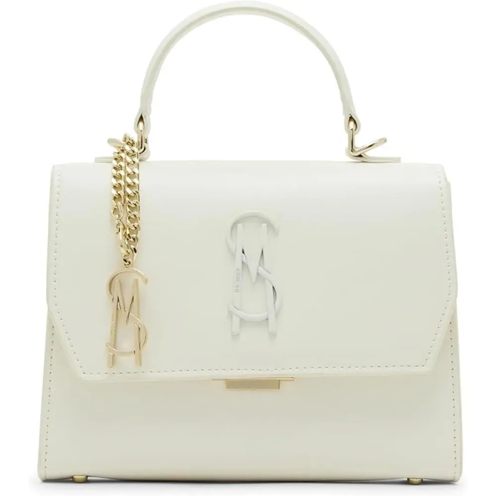 Lattuca Womens White Leather Mini Satchel Crossbody Handbag by Steve Madden