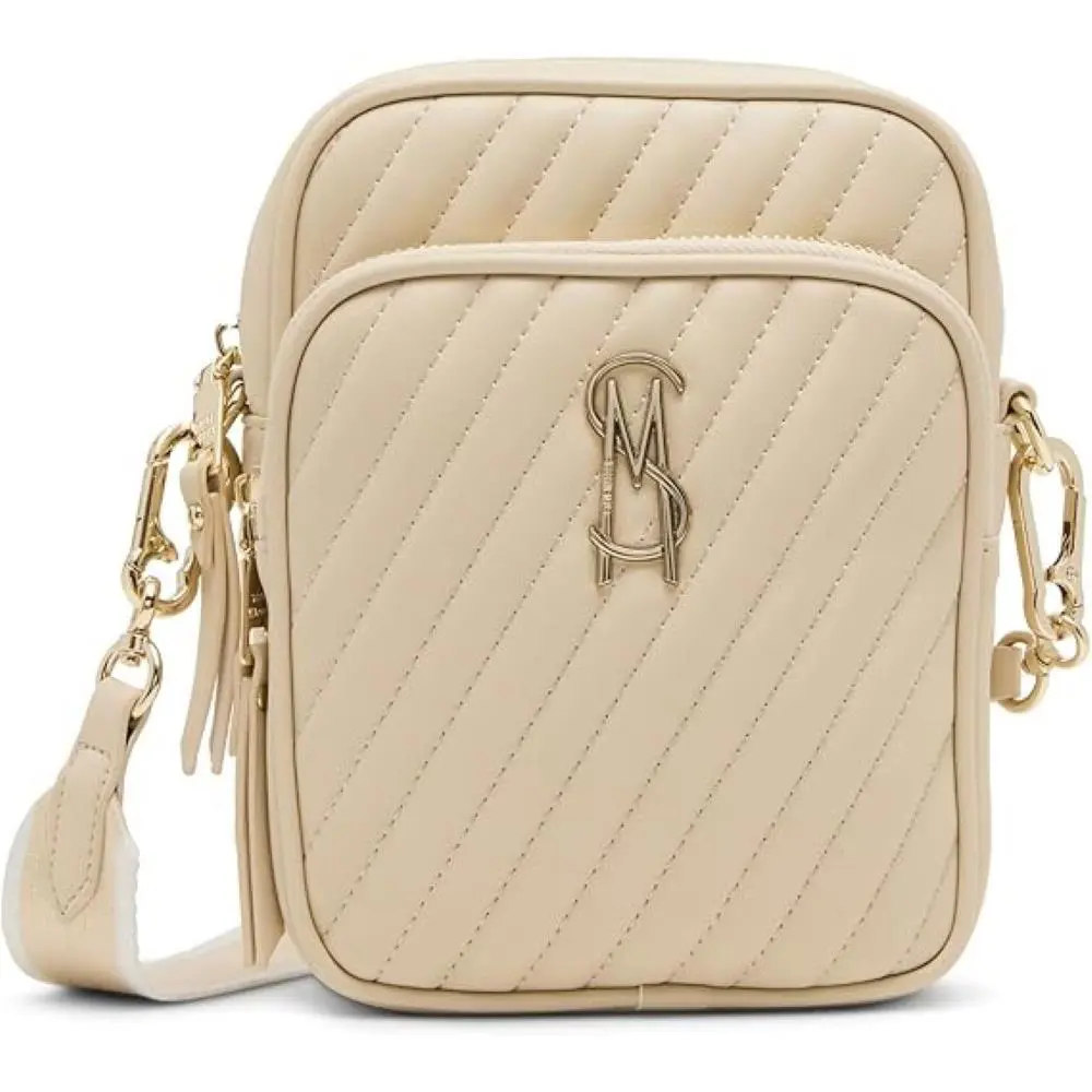Steve Madden Drakee Triple Stitch Diagnonal Quilt Sand Fx Leather N/s Crossbody