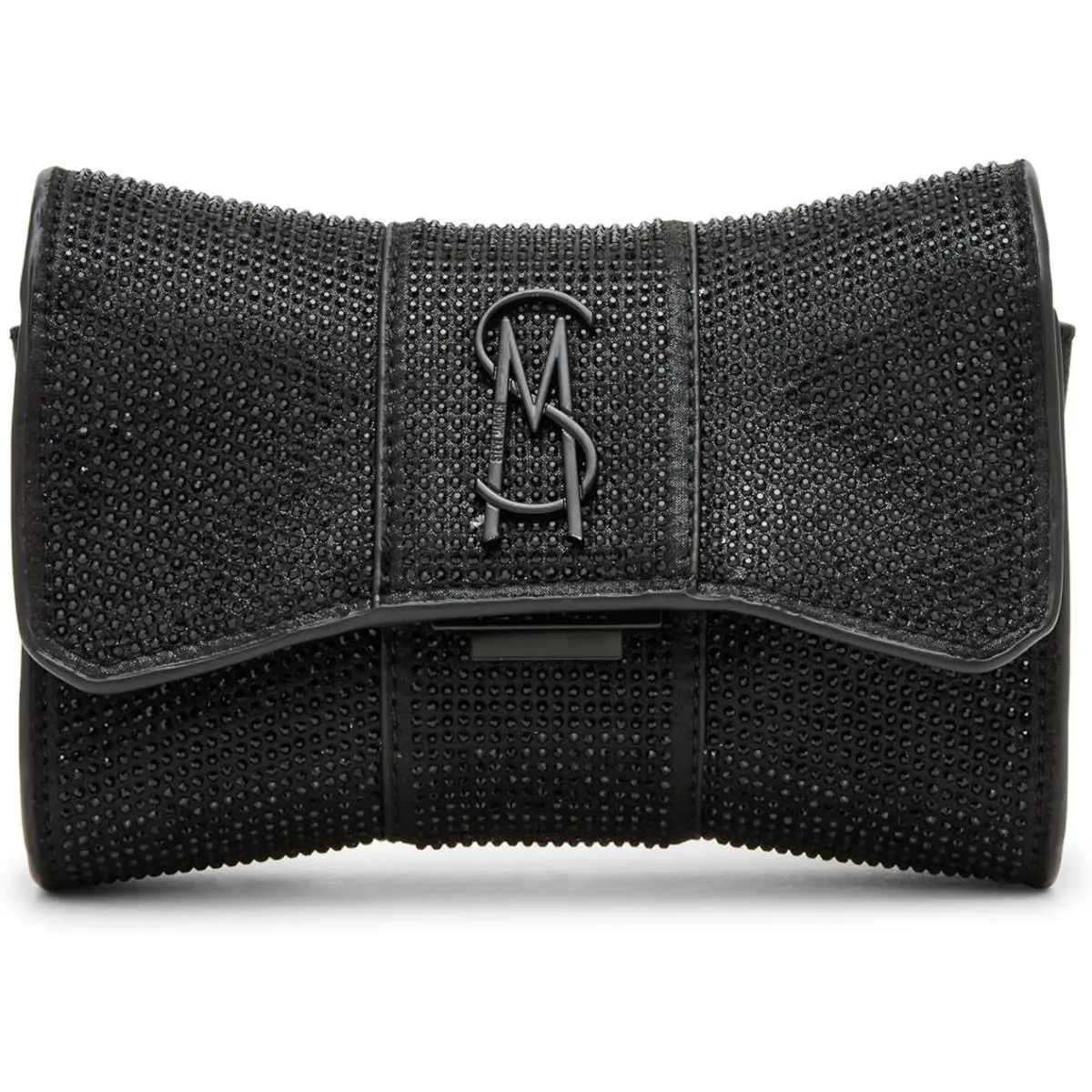 Briaa Allover Black Rhinestone Encrusted Bow Clutch Shoulder Bag by Steve Madden
