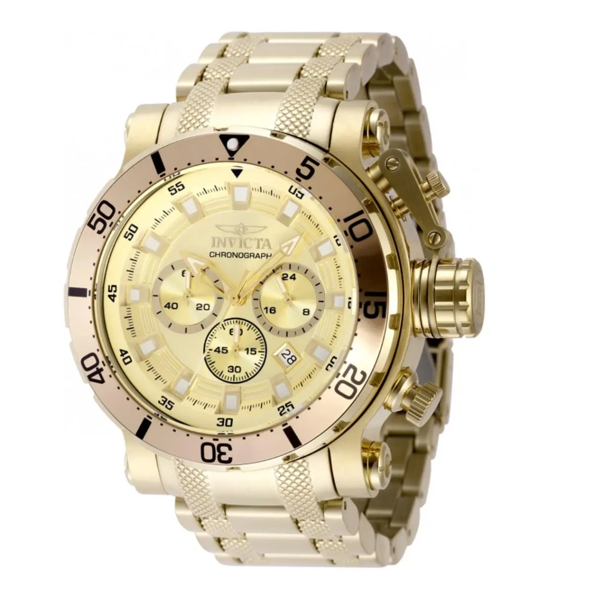Coalition Forces Night Hawk Men`s 52mm Triple Gold Chrono Watch 49226 by Invicta