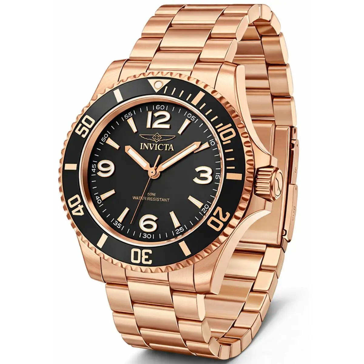 Invicta Mens Specialty 69721 Black Dial Rose Gold Tone 40mm Quartz Watch