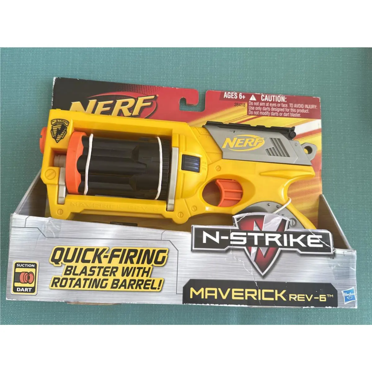 Nerf N-strike Maverick REV-6 Blaster Complete with 6 Suction Darts Box