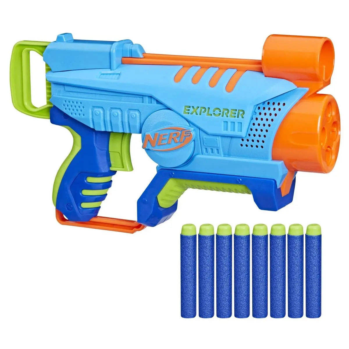 Nerf Elite Junior Explorer Blaster Multicolor Toy Gun For Kids 8 Darts Included