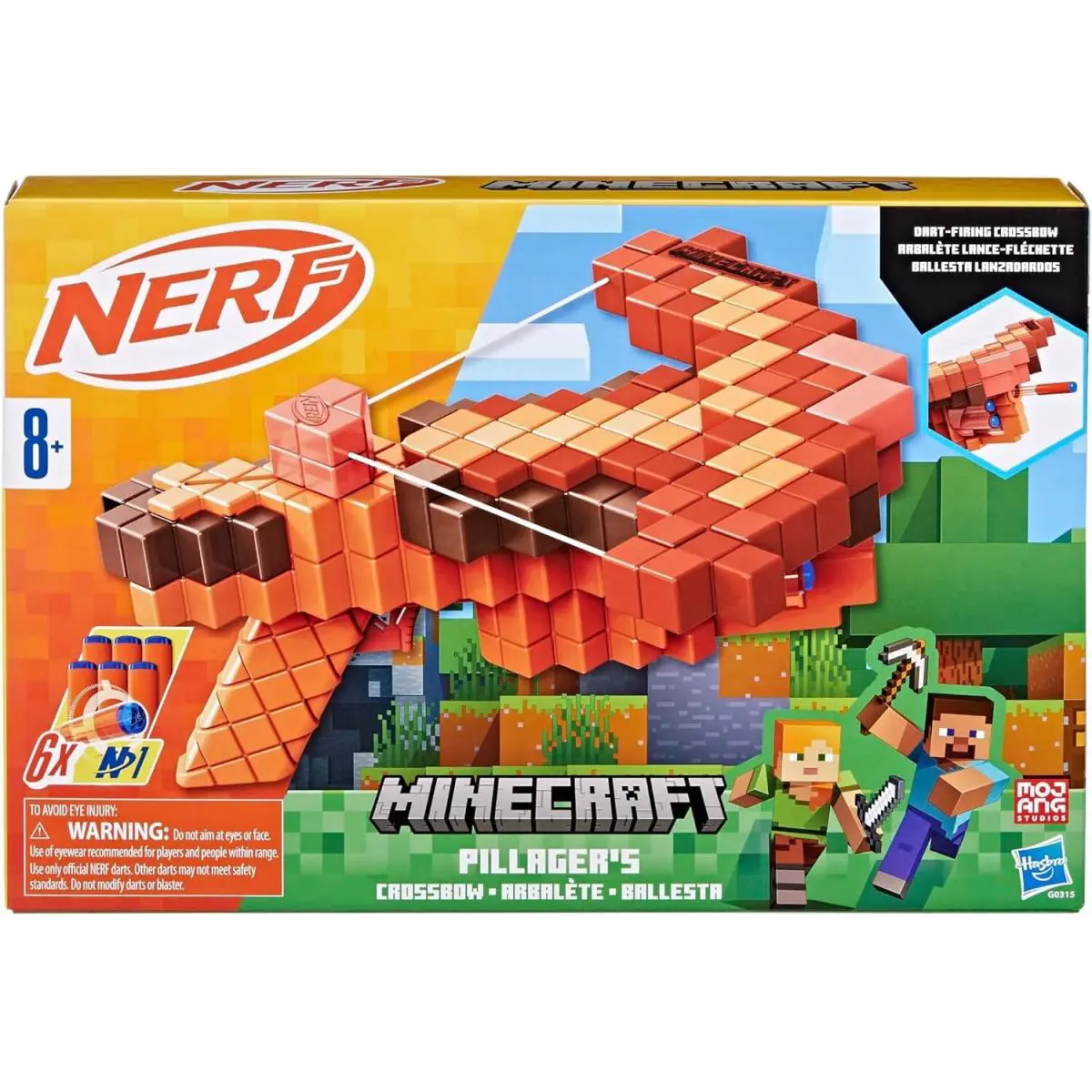 Minecraft Nerf Pillager`s Crossbow Blaster 6 Darts