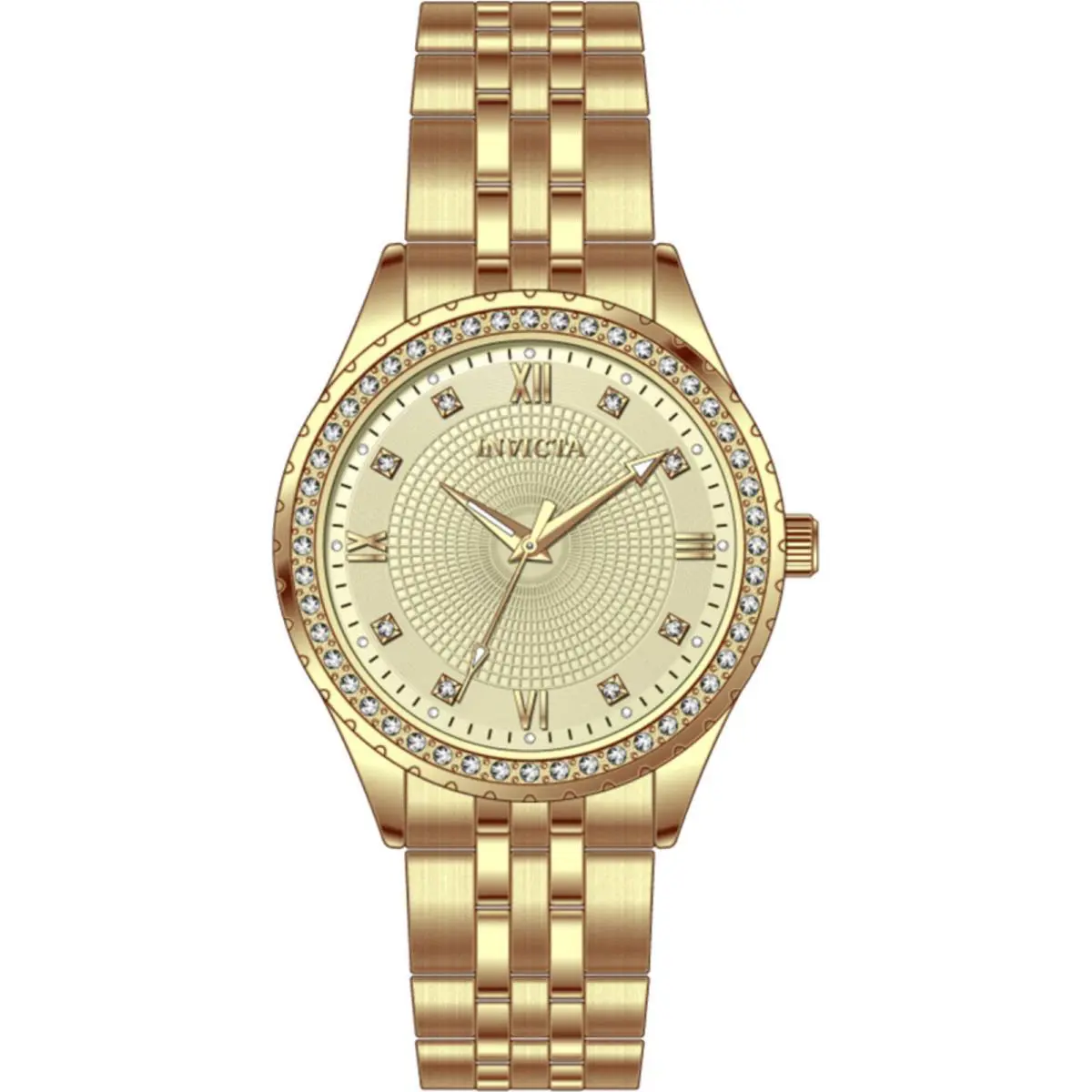 Invicta Women`s Watch Wildflower Quartz Beige Dial Yellow Gold Bracelet 69231 - Dial: Beige, Band: Yellow