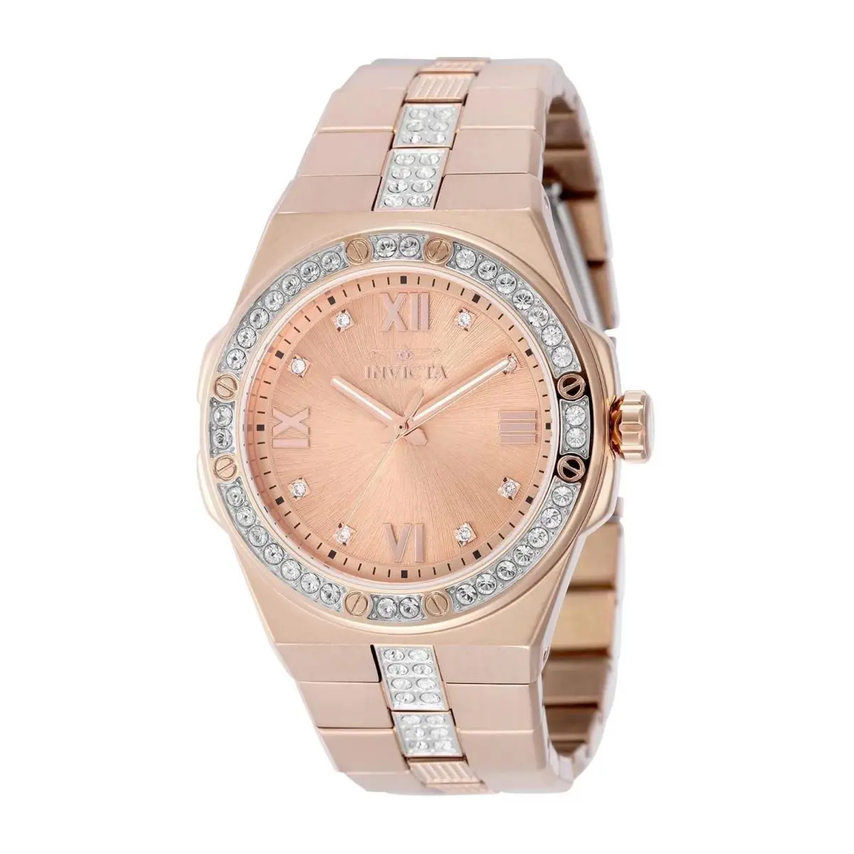 Invicta 50186 Quartz Watch Rose Gold Dial Stainless Steel 42mm Men