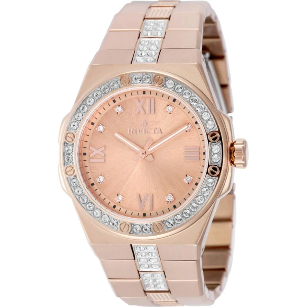 Invicta Men`s Watch Specialty Quartz Rose Gold Tone Dial Steel Bracelet 50186