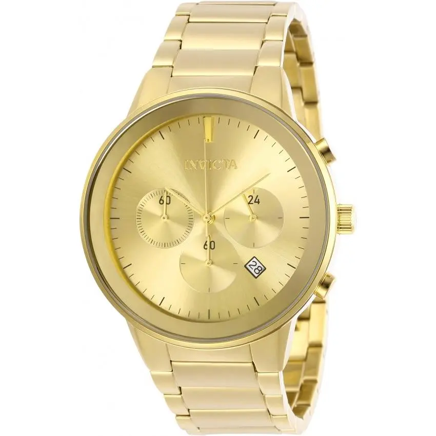 Invicta Specialty Chronograph Quartz Gold Dial Men`s Watch 29481 - Dial: Gold, Band: Yellow Gold-tone, Bezel: Yellow Gold-tone