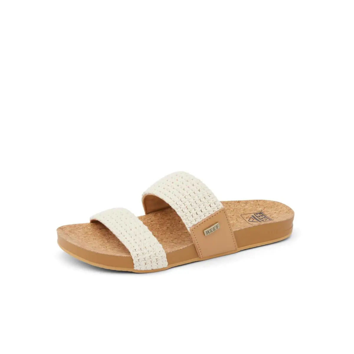 Cushion Vista Womens Fashion Slide Sandal Vegan Leather Strap natural crochet textile by Reef