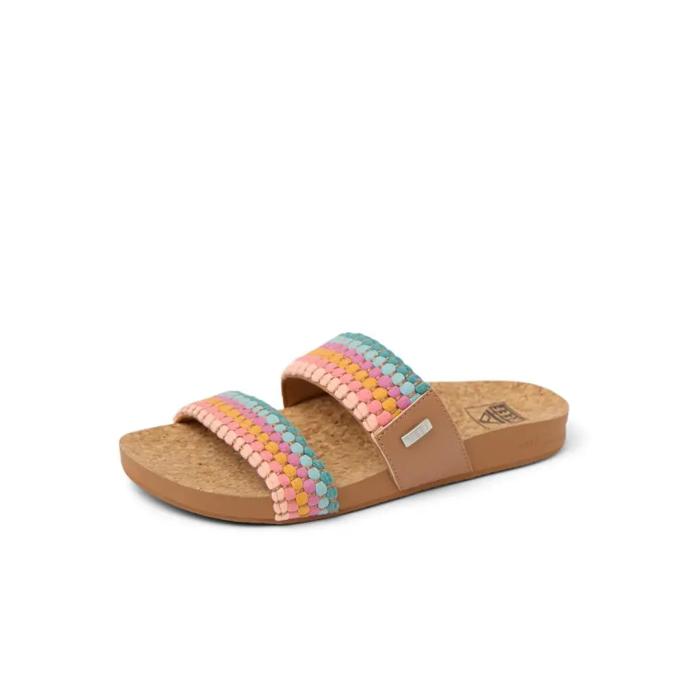 Cushion Vista Womens Fashion Slide Sandal Vegan Leather Strap sherbet multi by Reef