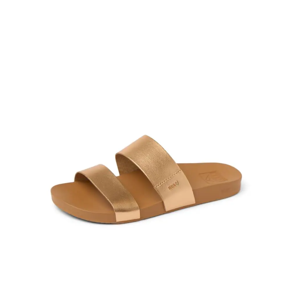 Cushion Vista Womens Fashion Slide Sandal Vegan Leather Strap sunset bronze by Reef