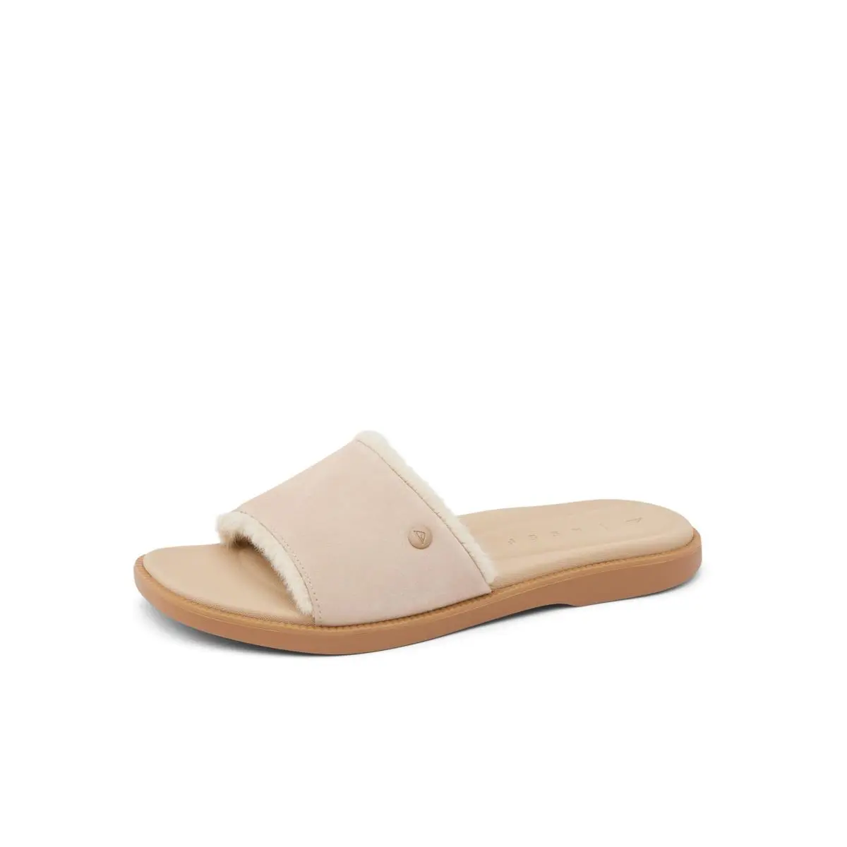 Sunny Arrianah Cozy Womens Slide Sandal Full Grain Leather Soft tan by Reef