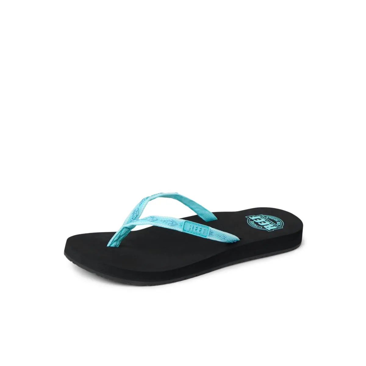 Ginger Womens Beach Flip Flop Soft Woven Strap Made From blue black by Reef