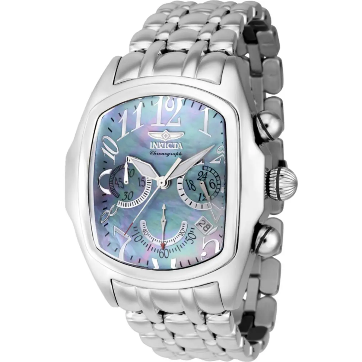 Invicta Men`s Watch Lupah Chronograph Platinum Mother of Pearl Dial Steel 43152 - Dial: Platinum, Mother of Pearl, Band: Silver