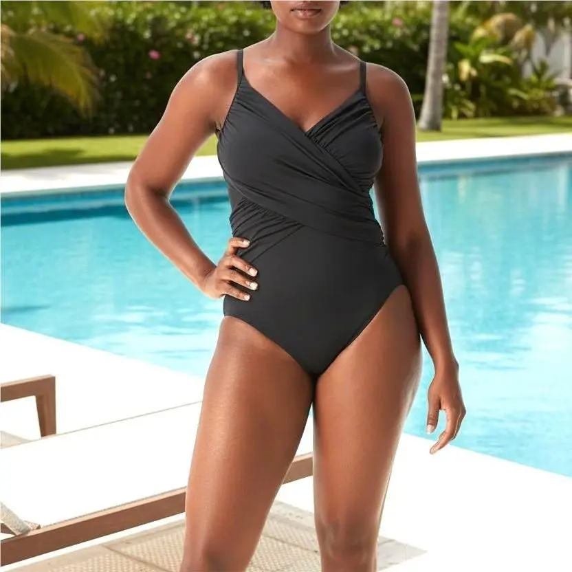 Coco Reef 8 Contours 32C/D Sterling Bra-sized One-piece Ruched Butt Swimsuit
