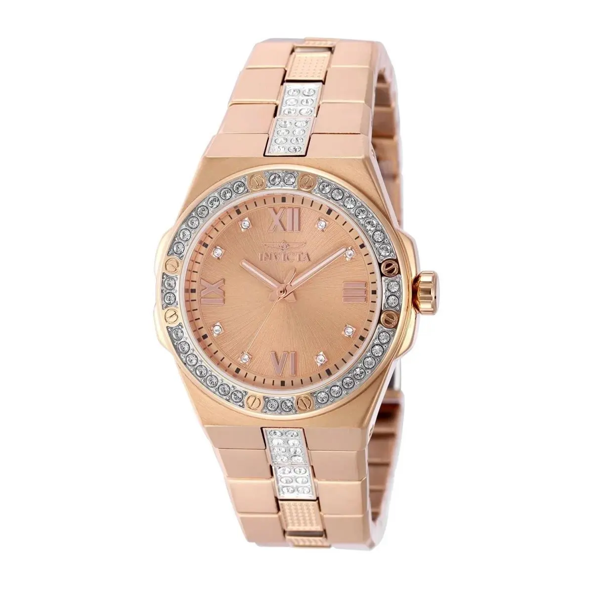 Invicta 50190 Quartz Watch Rose Gold Dial Stainless Steel 34mm Lady