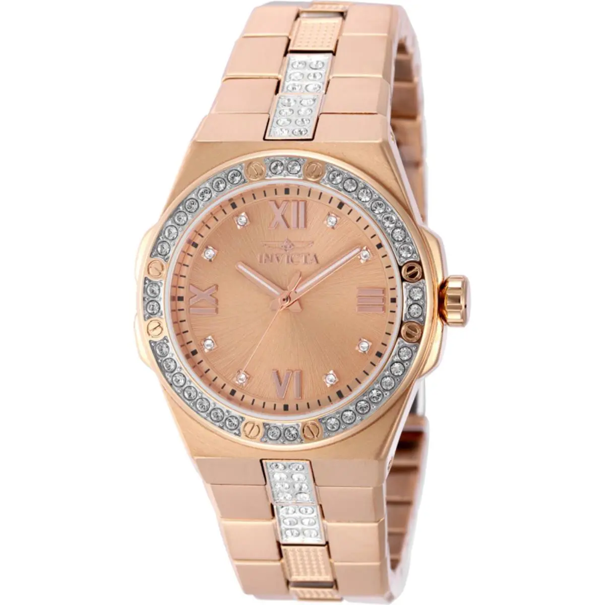 Invicta Women`s Watch Specialty Quartz Rose Gold Brass Dial Steel Bracelet 50190