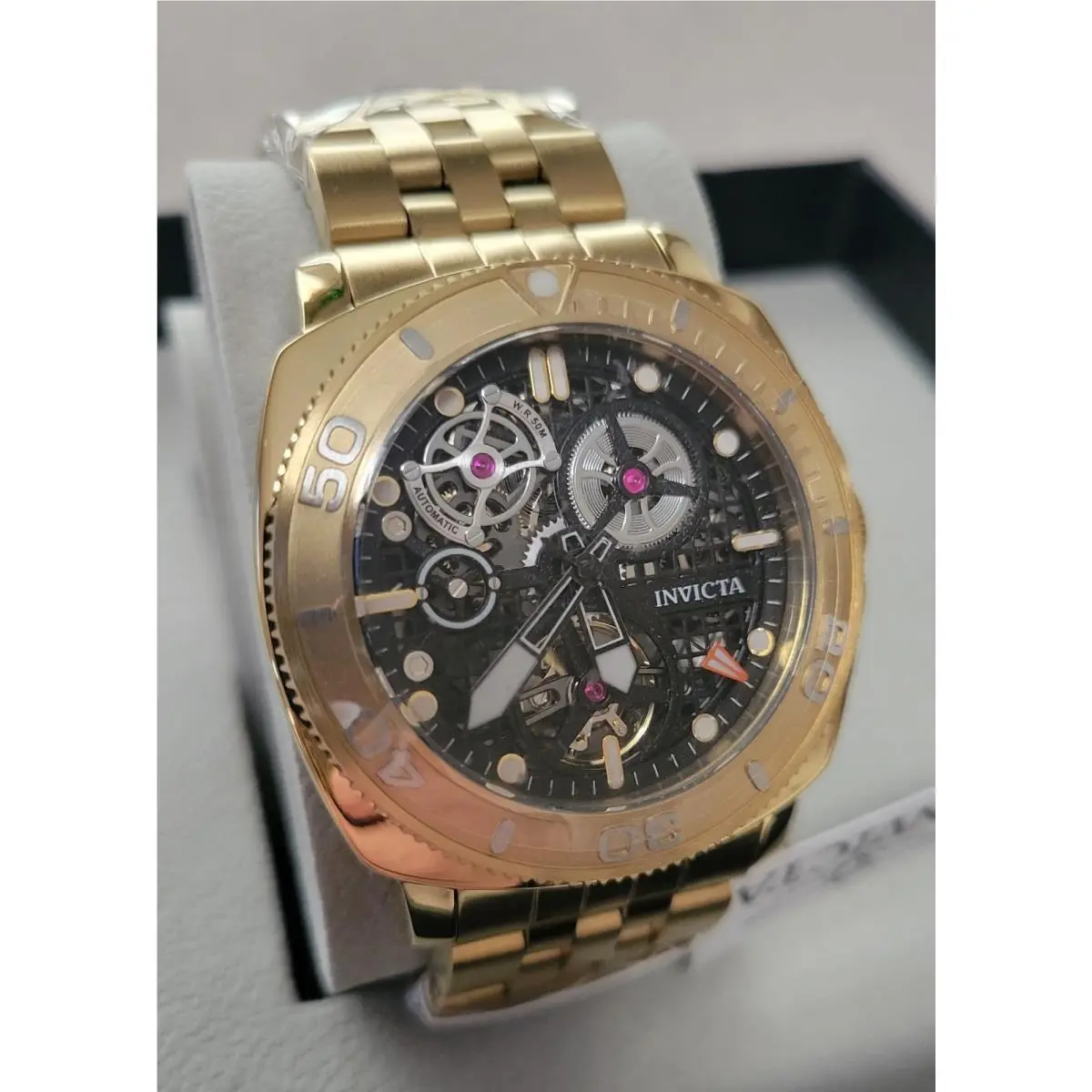 Invicta Sea Hunter Hadal Truss Automatic Watch Skeleton Dial 44mm Gold 69465
