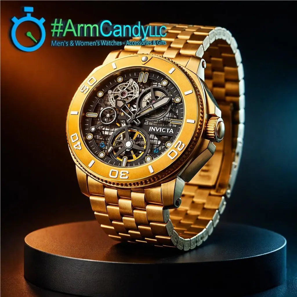Invicta Sea Hunter Hadal Truss Automatic Watch Skeleton Dial 44mm Gold 69465