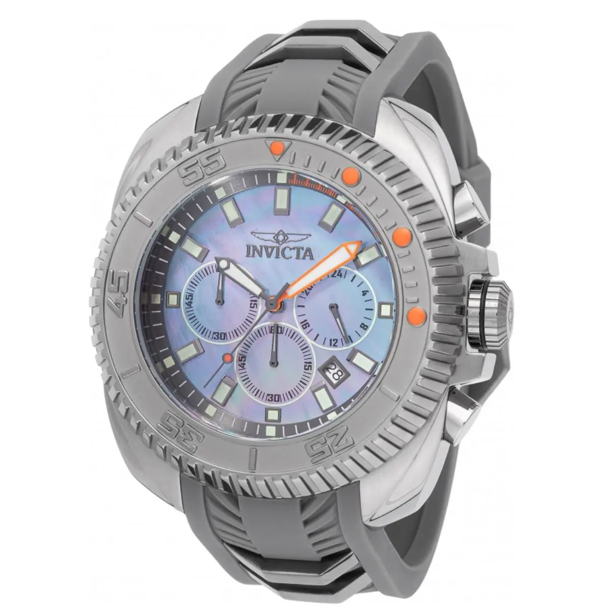 Invicta Coalition Forces Men`s 50mm Blue Pearl Dial Chronograph Watch 49789 - Dial: Black, Blue, Gray, Multicolor, Band: Gray, Bezel: Gray, Silver