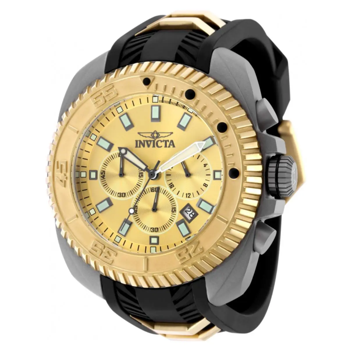 Watch Invicta INV49793 Coalition Forces Men 50.00 Stainless Steel - Dial: Titanium, gold, Band: Black, gold