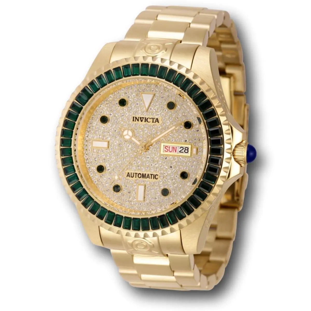 Invicta Grand Diver Automatic Men`s 47mm Pave 544 Crystals Gold Watch 45660