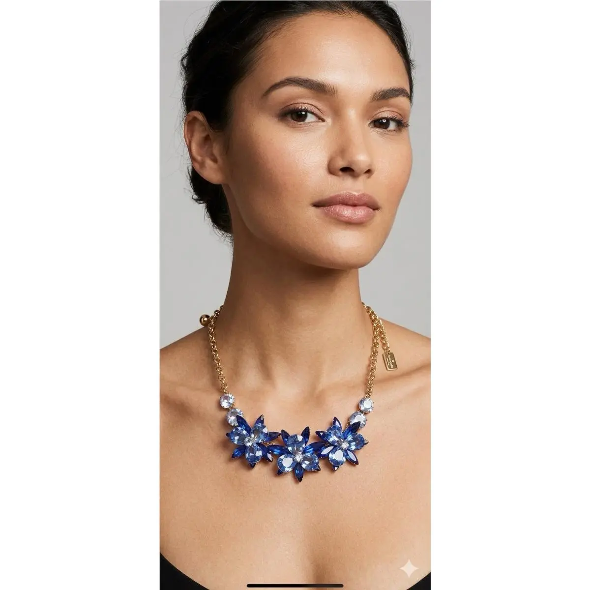 Kate Spade Blue Blooming Brilliant Crystal Flower Necklace mk40