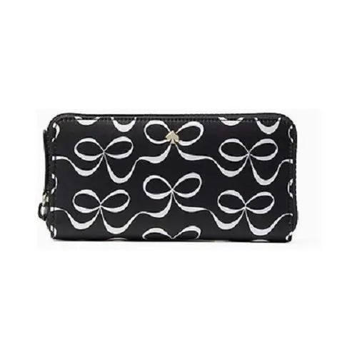 Kate Spade NY Jai Elegant Bow Contintental Wallet Blk/white - Trendy