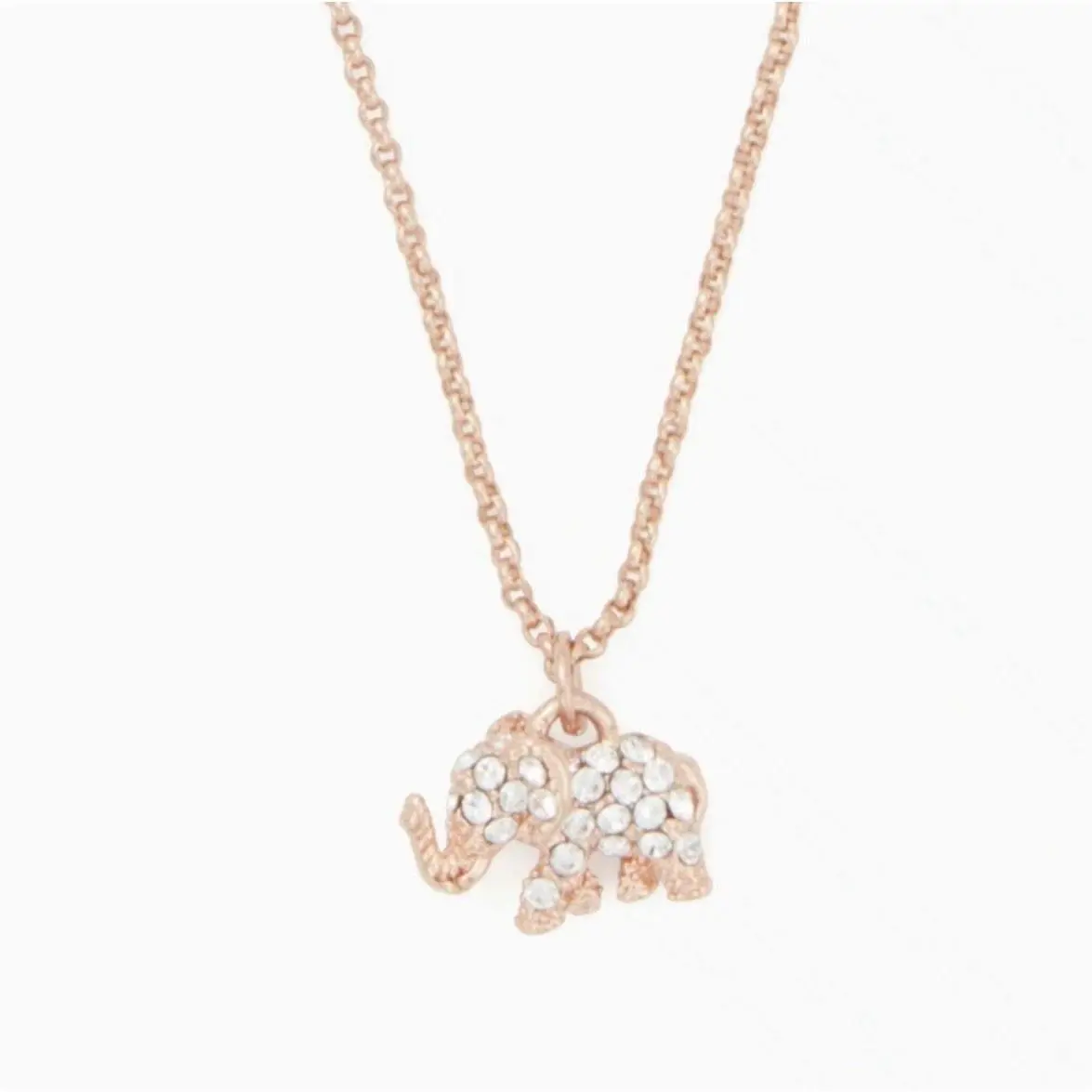 New Kate Spade Things We Love Rose Gold Elephant Necklace Lucky Charm Crystal