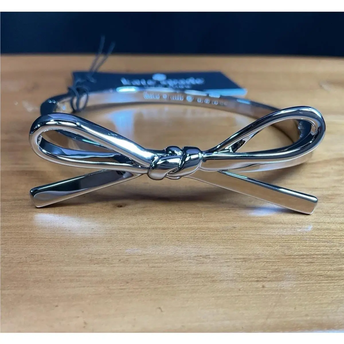 Kate Spade Silver Skinny Mini Bow Hinged Bangle Bracelet