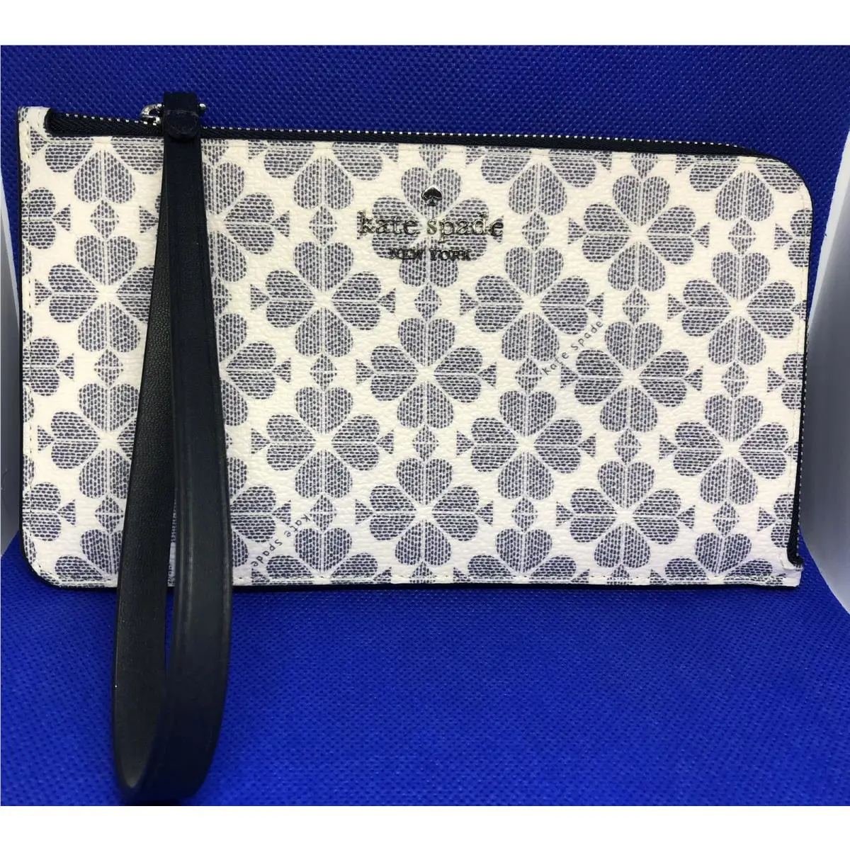 Kate Spade Lucy Spade Flower Small L-zip Wristlet Black Multi-color KH614