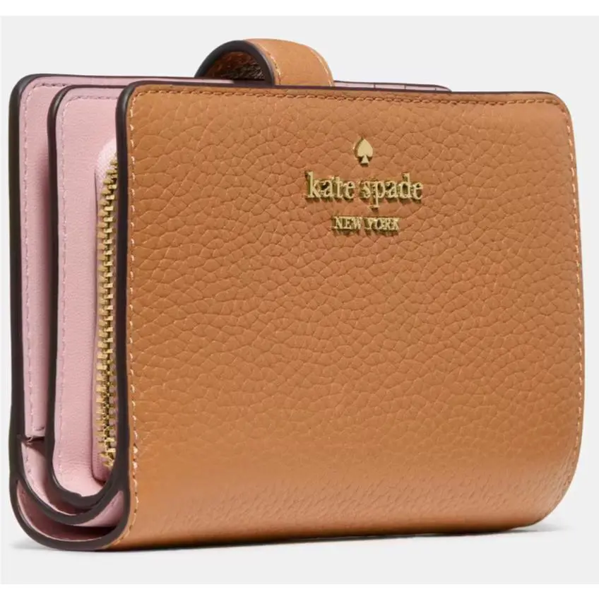 Kate Spade Medium Bifold Wallet Light Brown Pebbled Leather KN750