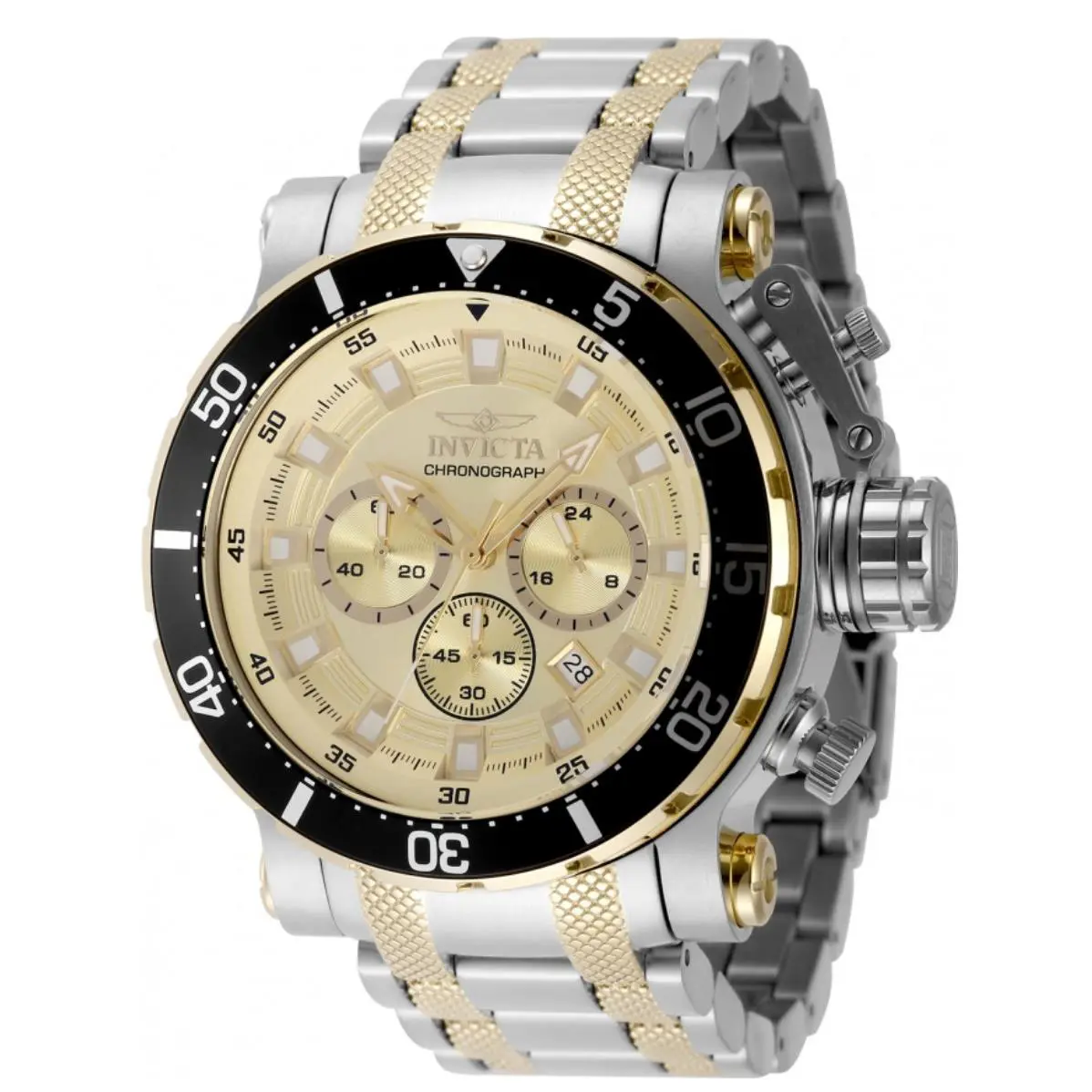 Invicta 49224 Coalition Forces TU Tone Steel Gold Chronograph Watch 52MM H - Dial: Gold, Band: Gold, Multicolor, Silver, Bezel: Black