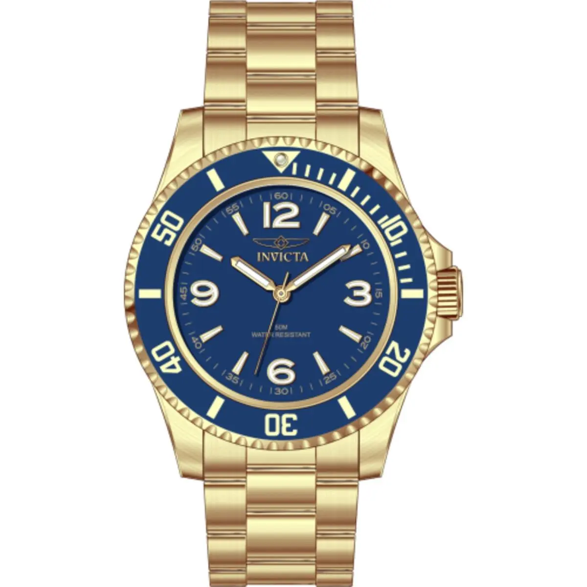 Invicta Men`s Watch Specialty Quartz Blue Dial Yellow Gold Steel Bracelet 69474