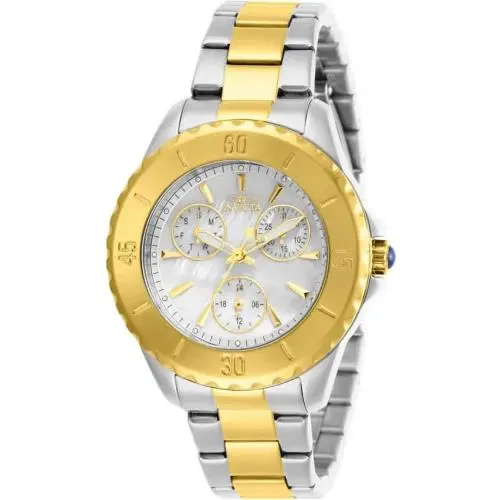 Invicta Angel Quartz Mop Dial Adies Watch 29110 - Dial: Mother of Pearl, Band: Two-tone (Silver-tone and Yellow Gold-tone), Bezel: Silver-tone