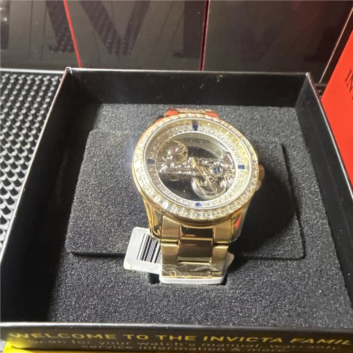 Invicta Objet D Art Idyil Automatic Men`s Watch 69114 Skeleton Dial 43mm Gold