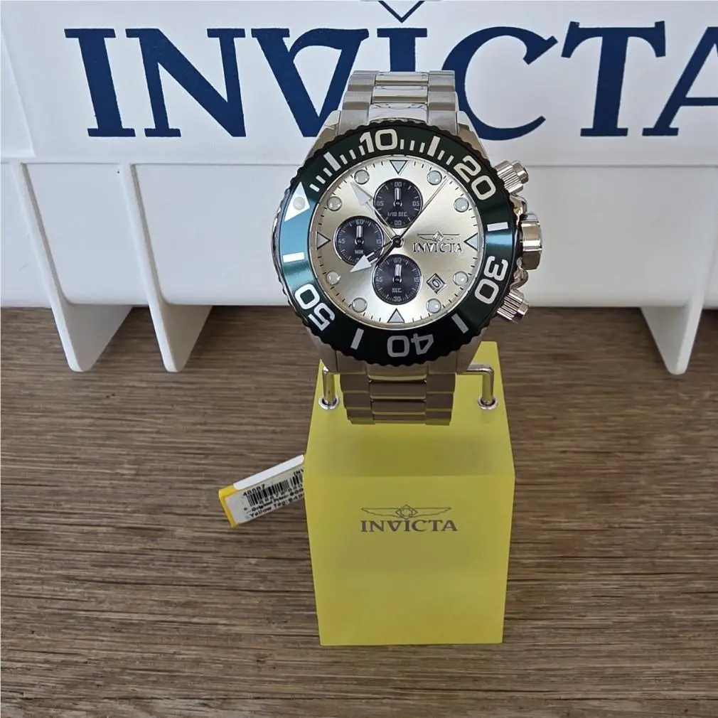 Invicta Grand Diver Sidereon Quartz Chronograph 52mm Silver Dial SS Bracelet
