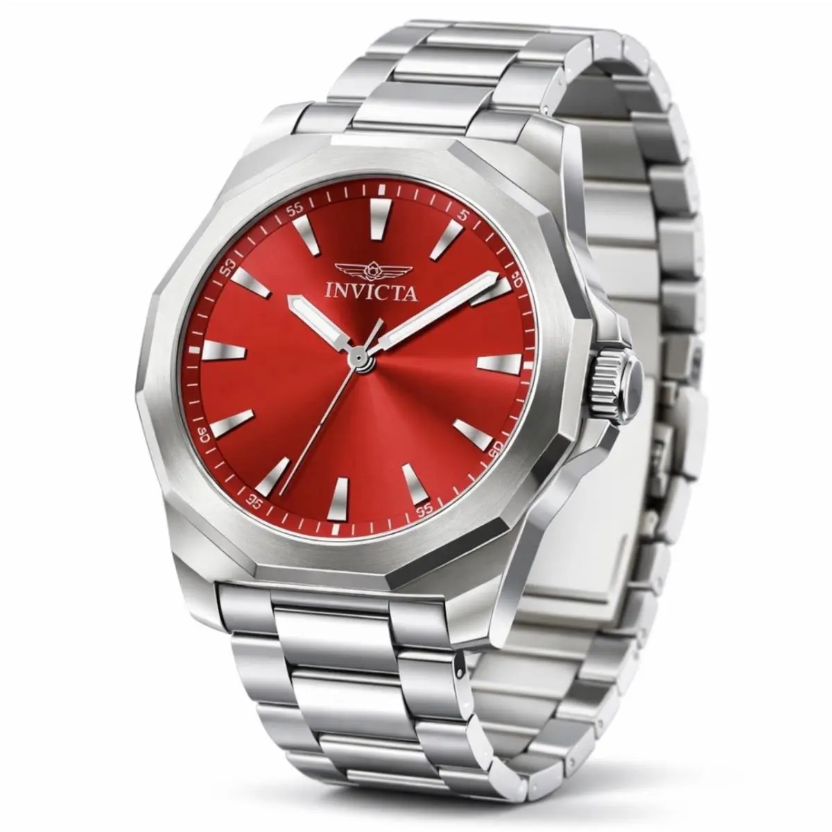 Invicta Speedway Men`s Watch 42mm Red Dial Silver Band Model 50980