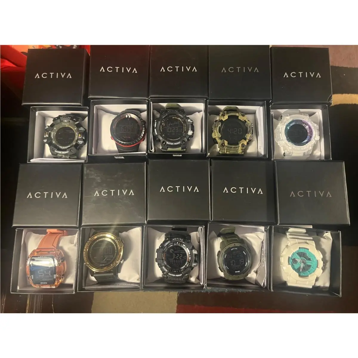 Lot OF 10 Invicta Activa Digital Watches with Locking Storage Case Holds 18