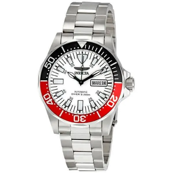 Invicta Signature Pro Diver Automatic White Dial Coke Bezel Men`s Watch 7044